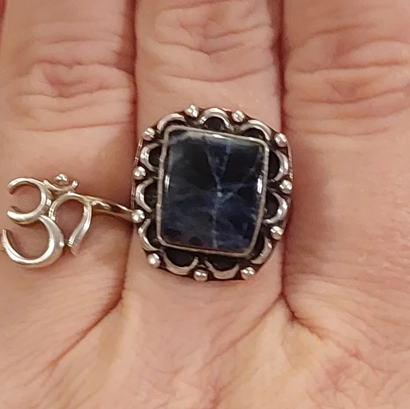 Sodalite Ring 925 Plated Size 8 - Picture 2 of 7